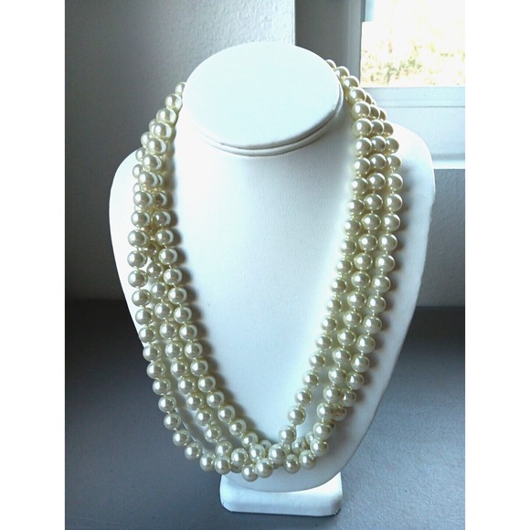 The Unbranded Brand Jewelry - Necklace Imitation White Pearls Knotted In Between‎ Heavy Weight Hangs 35" Long